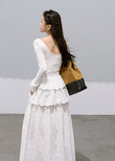 White Long-Sleeve Knit Dress  Frost Morning Edition